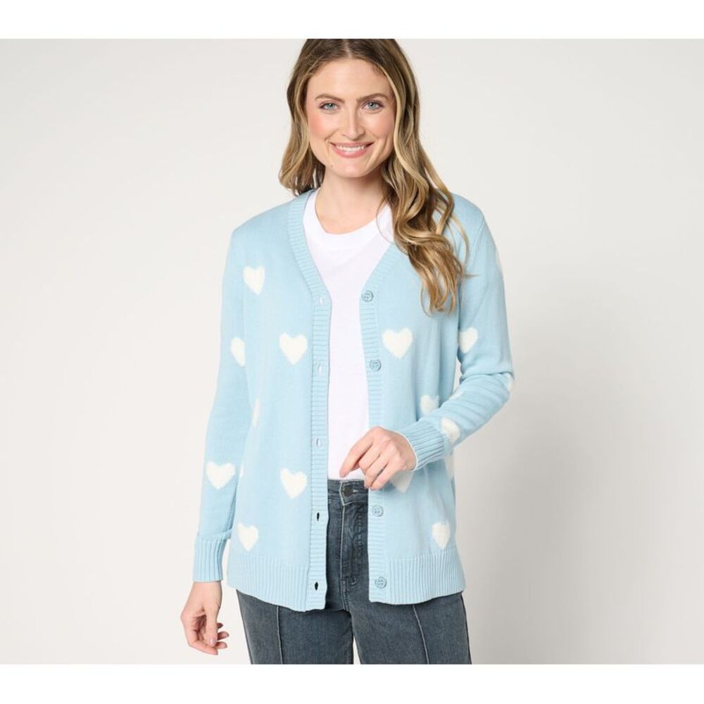 Belle by Kim Gravel Women's Top Sweater Sz 2XS (XXS) FallingLove Teal A676921